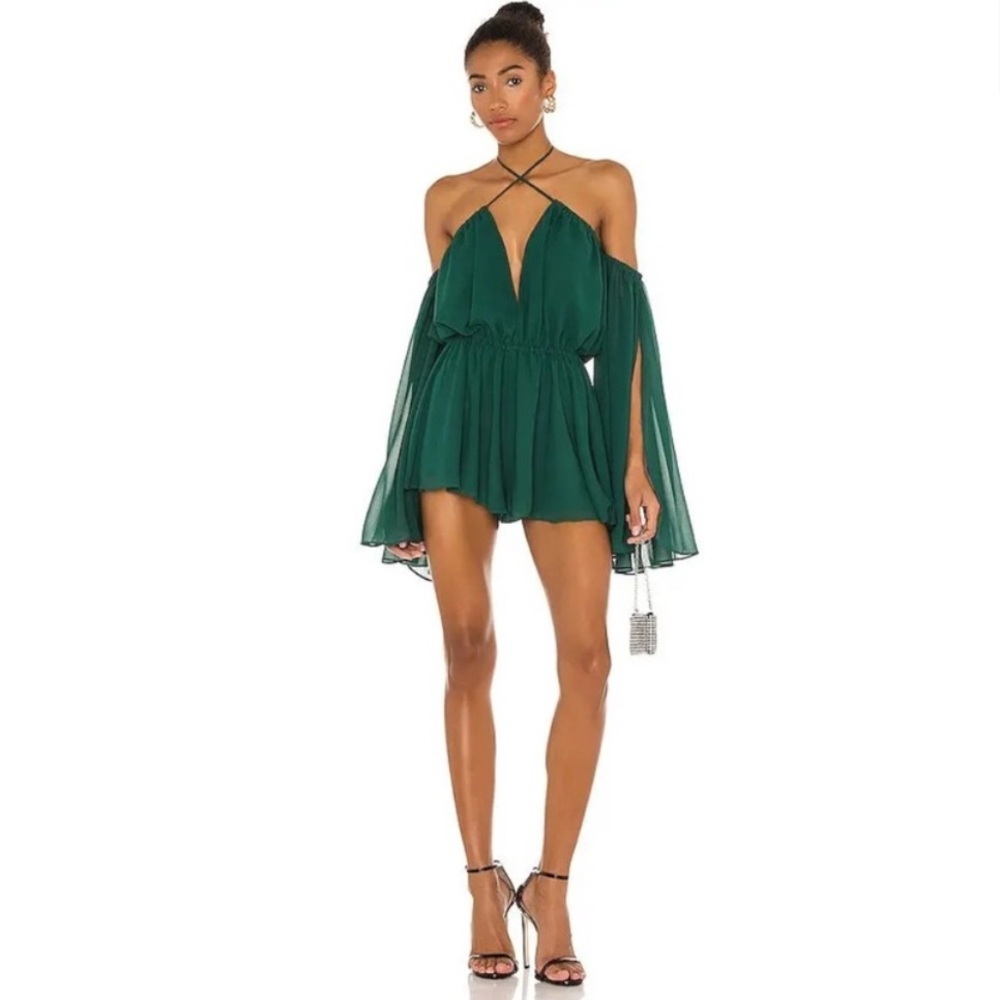 X Revolve Mishka Emerald Romper